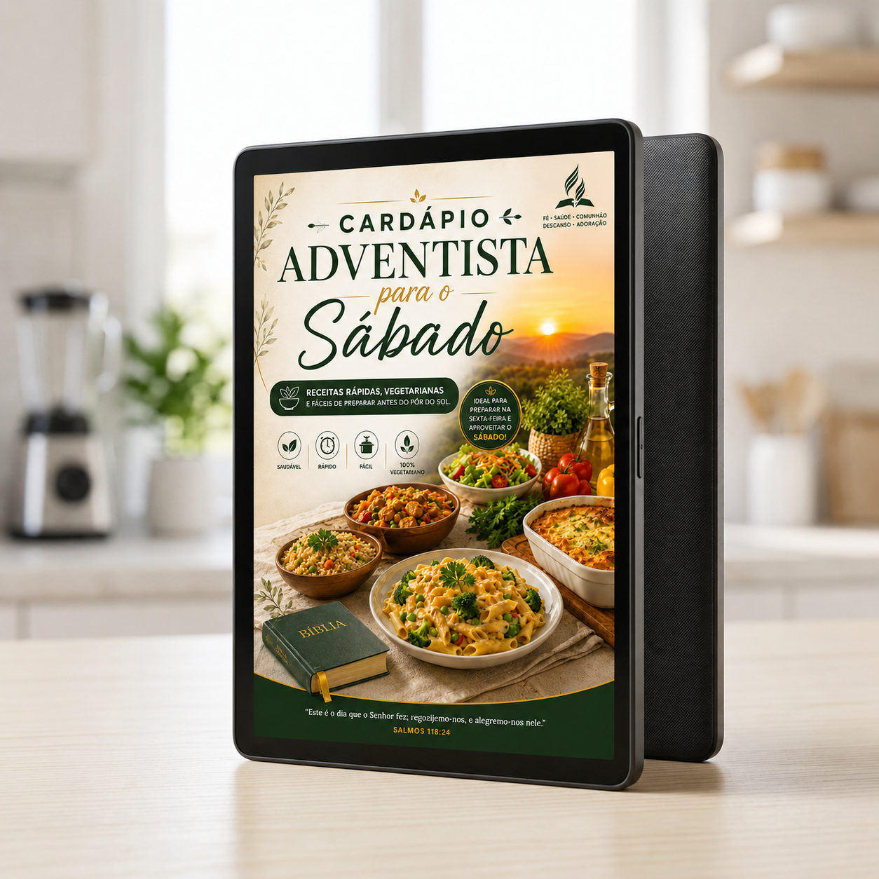 Mockup do Ebook Cardápio Adventista